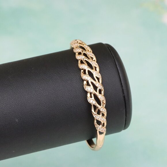 Elegant Rose Gold Chain Design Bangle with Sparkling Accents, XPBL0598 - Picture 7 of 12